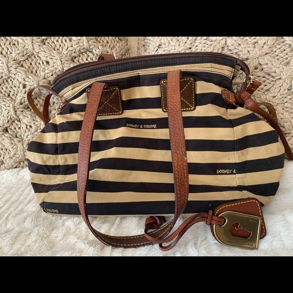 Striped Dooney and Bourke fabric purse